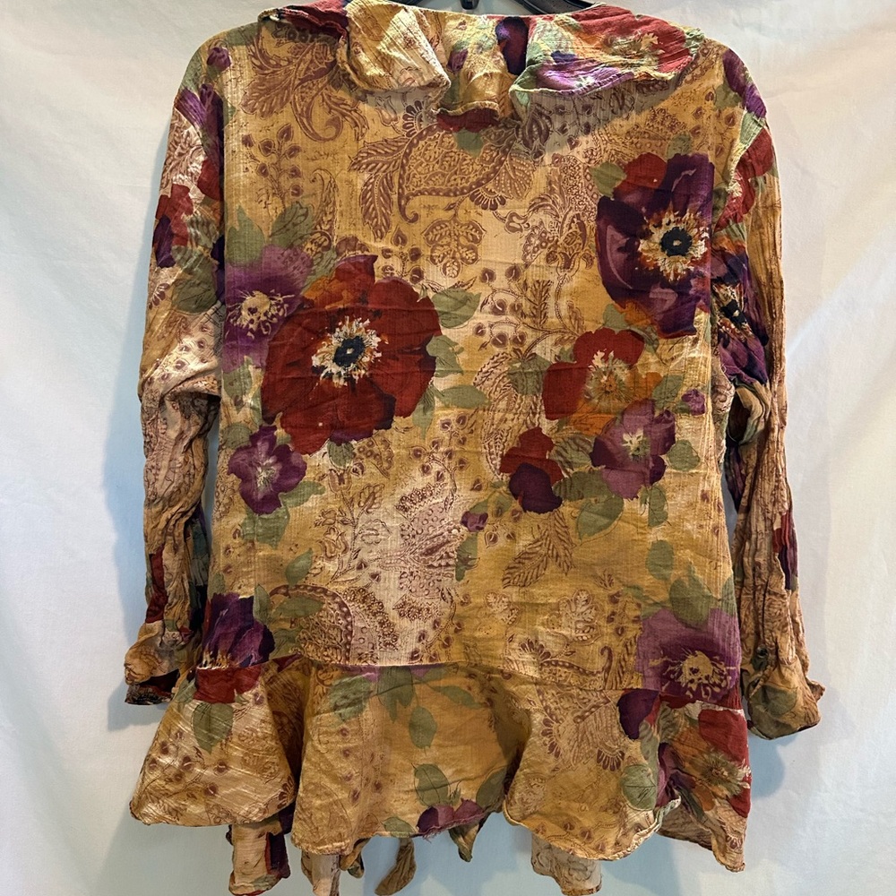 Chaps Multicolor Floral Ruffle Blouse - Picture 6 of 15